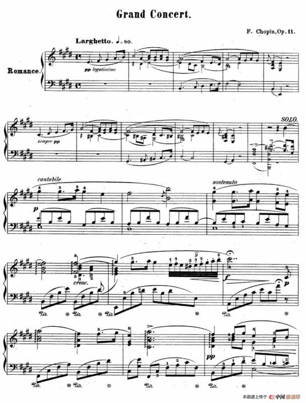 e小调第一钢琴协奏曲 Op.11（钢琴独奏版·第二乐章）