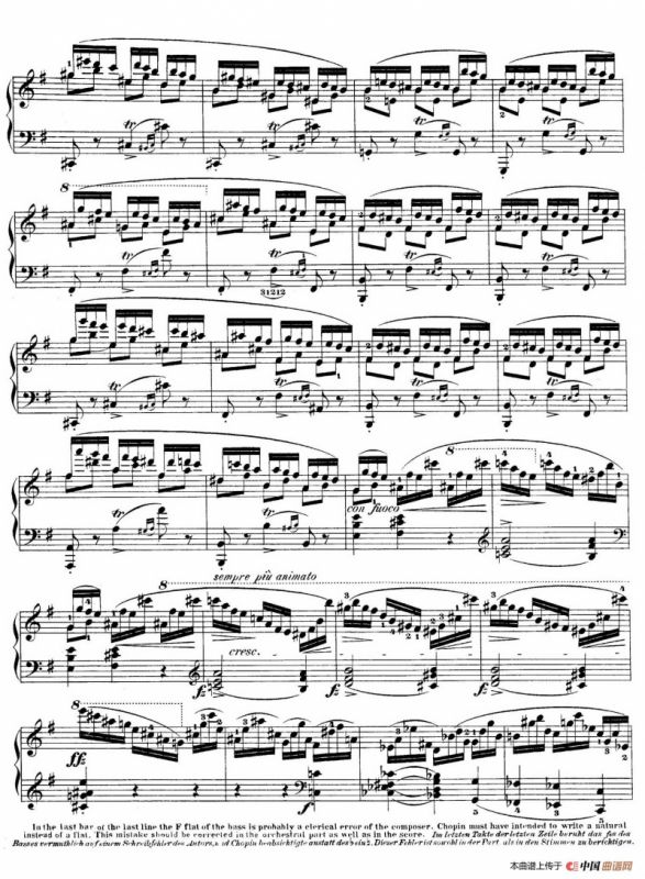 e小调第一钢琴协奏曲 Op.11（钢琴独奏版·第一乐章）