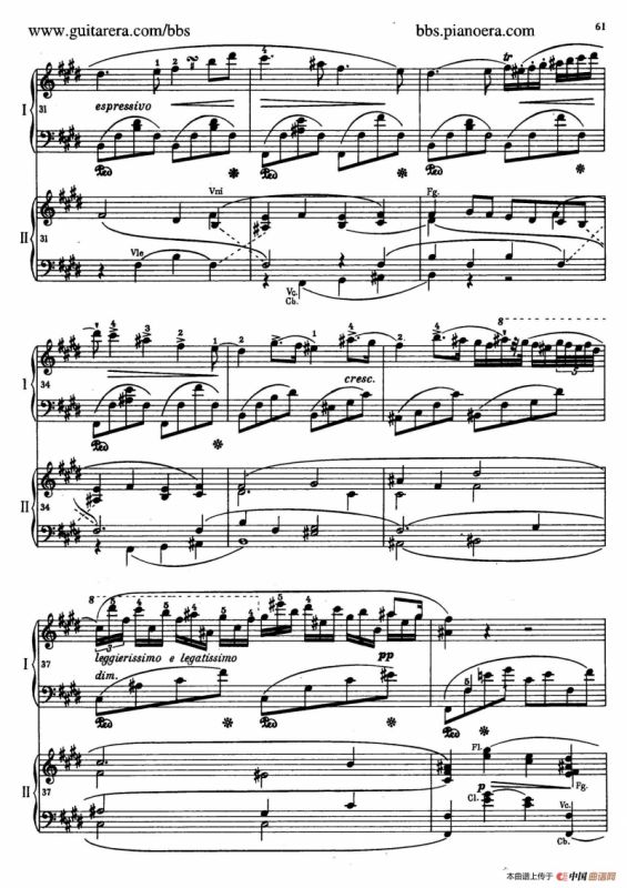 e小调第一钢琴协奏曲 Op.11（双钢琴版·第二乐章）