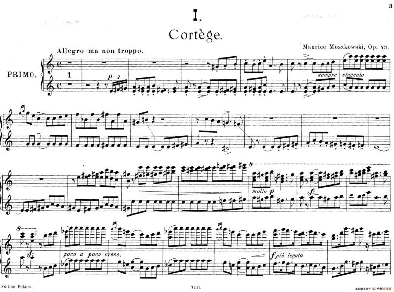 Deux Morceaux Pour Quatre Mains Op.43（2首四手联弹小品·1）