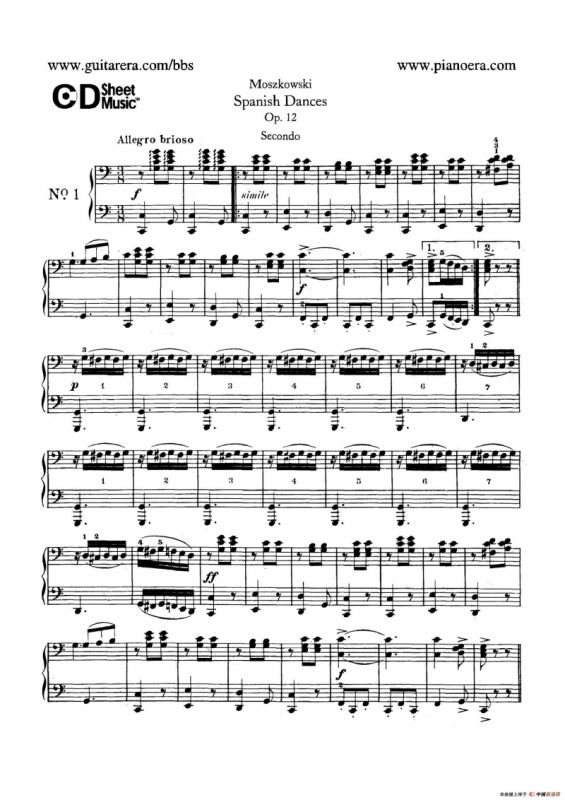Spanish Dances Op.12（西班牙舞曲·四手联弹版）