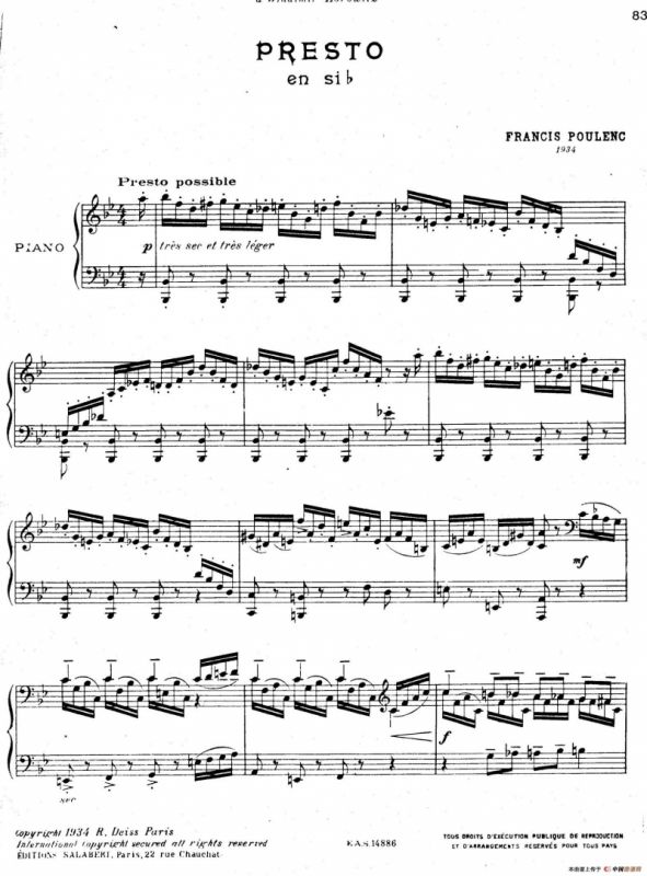 Presto in B-Flat Majo（降B大调急板）