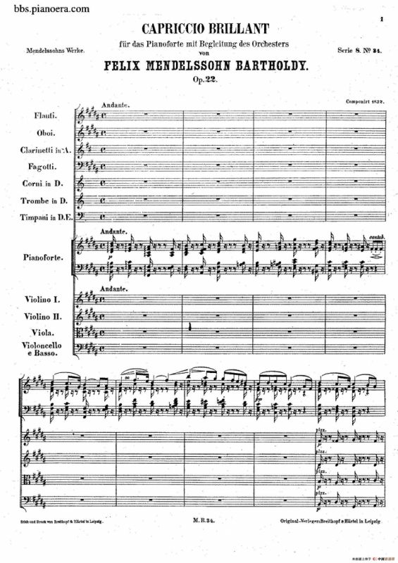 Capriccio Brillante in B Major Op.22（B大调华丽随想曲·钢琴+乐队总谱）