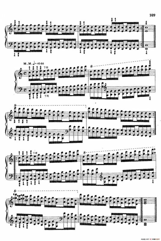 哈农钢琴练指法（第三部分·59 平行六度音的四重颤音）