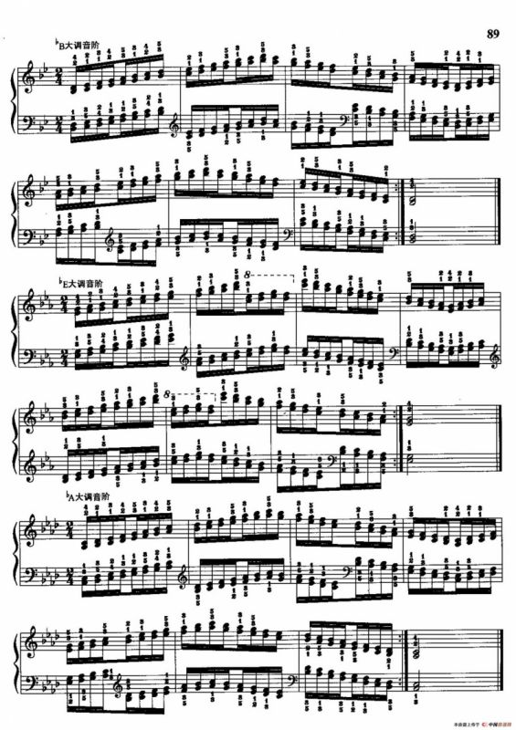 哈农钢琴练指法（第三部分·52 平行三度音阶）