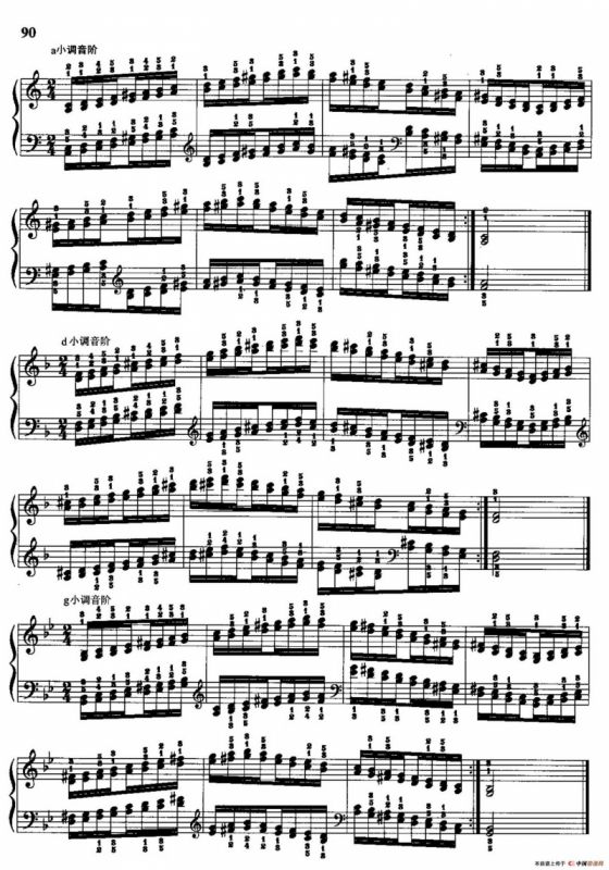 哈农钢琴练指法（第三部分·52 平行三度音阶）