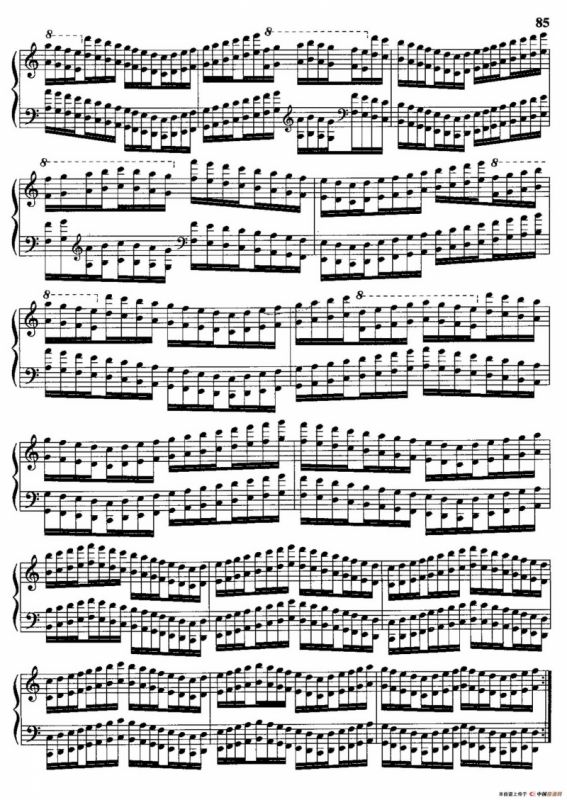 哈农钢琴练指法（第三部分·51 平行八度音阶预备练习）