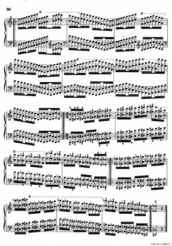 哈农钢琴练指法（第三部分·51 平行八度音阶预备练习）