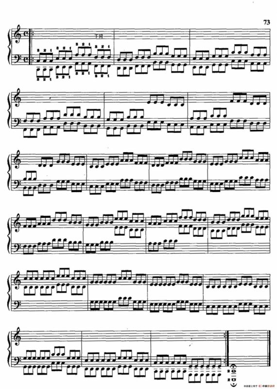 哈农钢琴练指法（第三部分·44 三音一组的重复音）