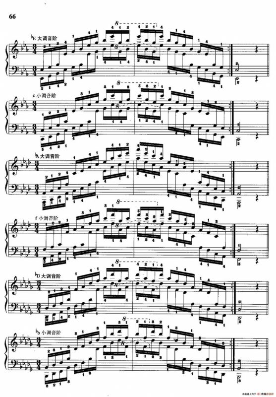 哈农钢琴练指法（第二部分·41 二十四个大小调中三和弦的琶音练习）