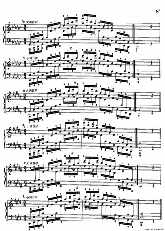 哈农钢琴练指法（第二部分·41 二十四个大小调中三和弦的琶音练习）