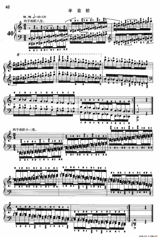 哈农钢琴练指法（第二部分·40 半音阶）