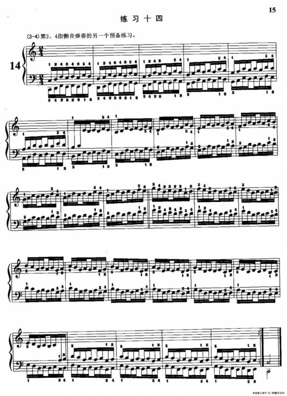 哈农钢琴练指法（第一部分·11—15）
