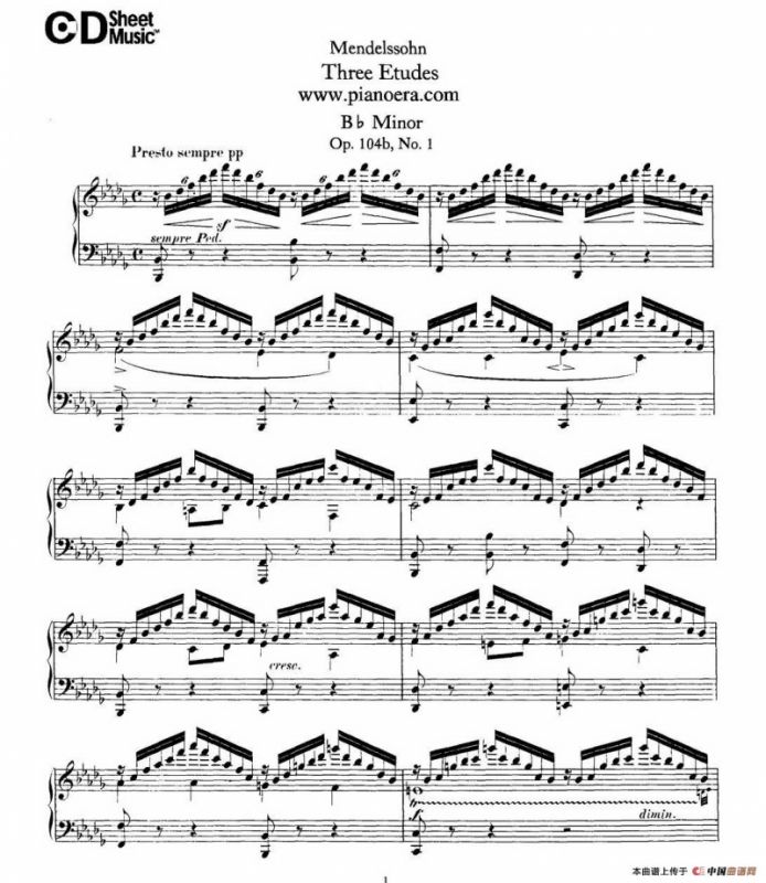 3 Etudes Op.104b（3首练习曲·1）