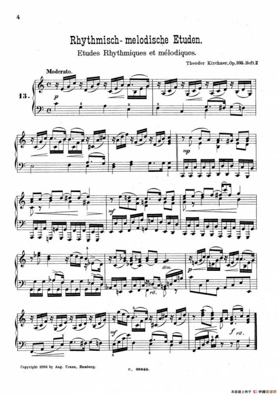 36 Etudes Rhythmiques et Melodiques Op.105（36首节奏与旋律练习曲 11—15）