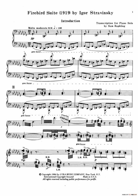 火鸟组曲 Firebird Suite（拉夫林改编钢琴独奏版）