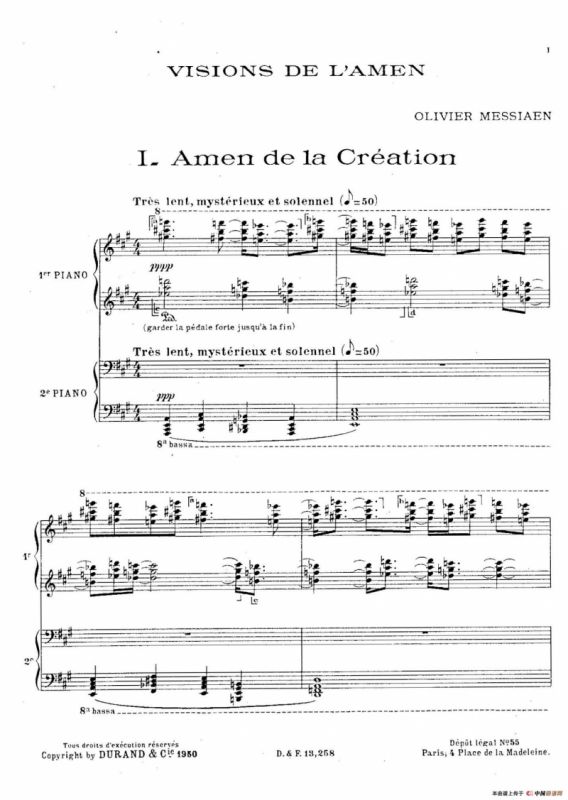 Visions de lAmen（阿门的幻想·双钢琴·Ⅰ）