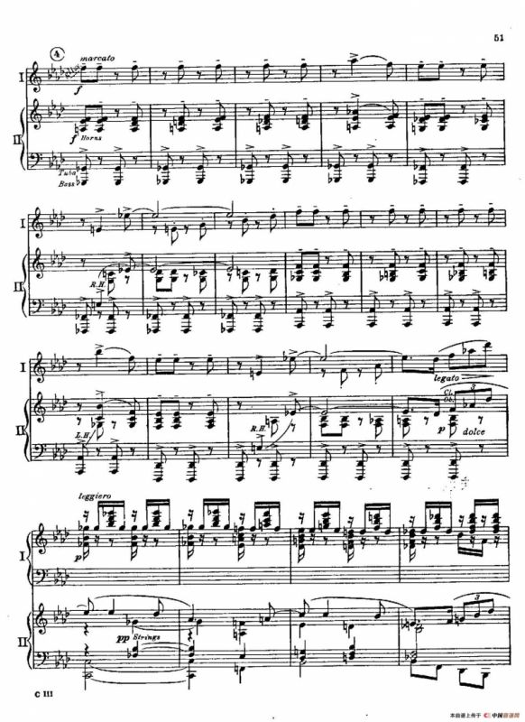 F大调爵士钢琴协奏曲（美版双钢琴原谱 P51—60）