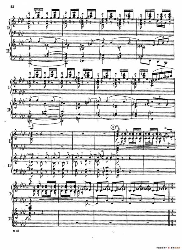 F大调爵士钢琴协奏曲（美版双钢琴原谱 P51—60）