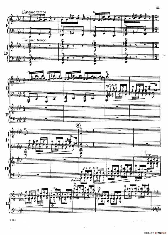 F大调爵士钢琴协奏曲（美版双钢琴原谱 P51—60）