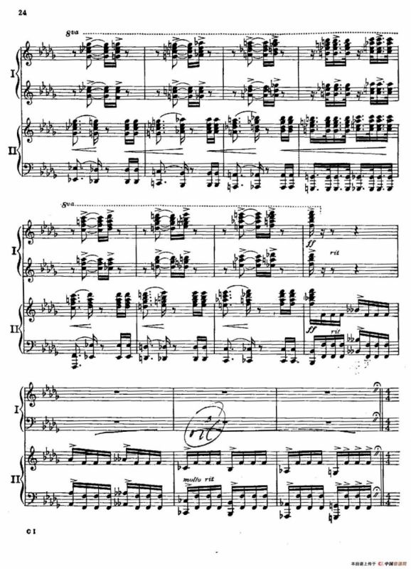 F大调爵士钢琴协奏曲（美版双钢琴原谱 P21—30）