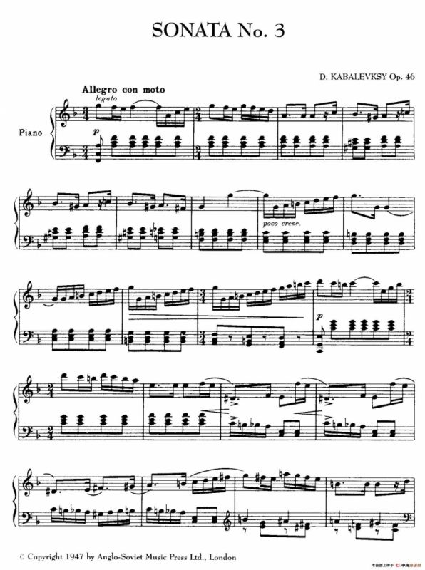 Piano Sonata No.3 in F Major Op.46（F大调第三钢琴奏鸣曲·Ⅰ）