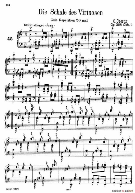 School of the Virtuoso Op.365（60首钢琴高级练习曲·45）