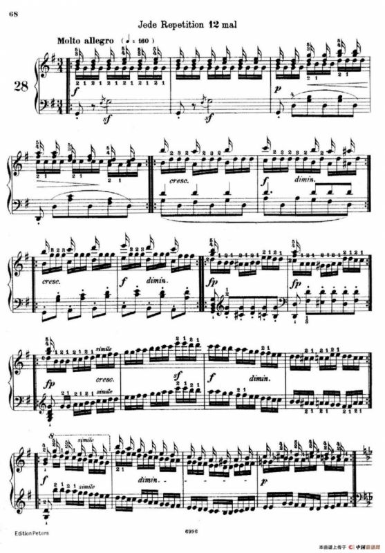 School of the Virtuoso Op.365（60首钢琴高级练习曲·28）