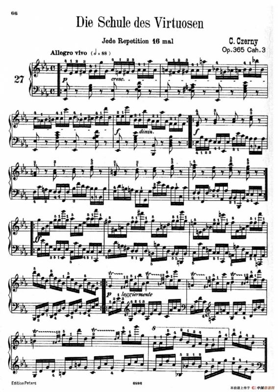 School of the Virtuoso Op.365（60首钢琴高级练习曲·27）