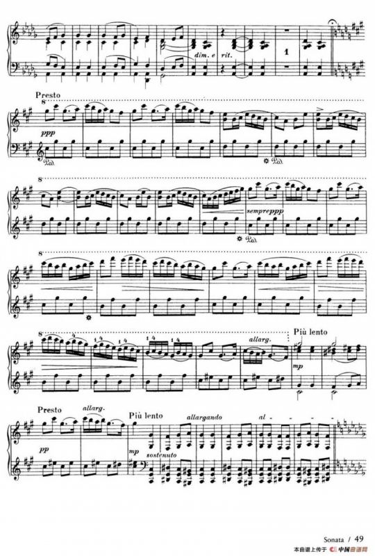 Piano Sonata in F Maj Op·12（F大调钢琴奏鸣曲·第二乐章）