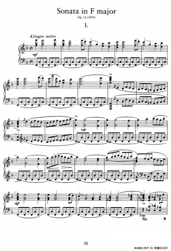 Piano Sonata in F Maj Op·12 （F大调钢琴奏鸣曲·第一乐章）