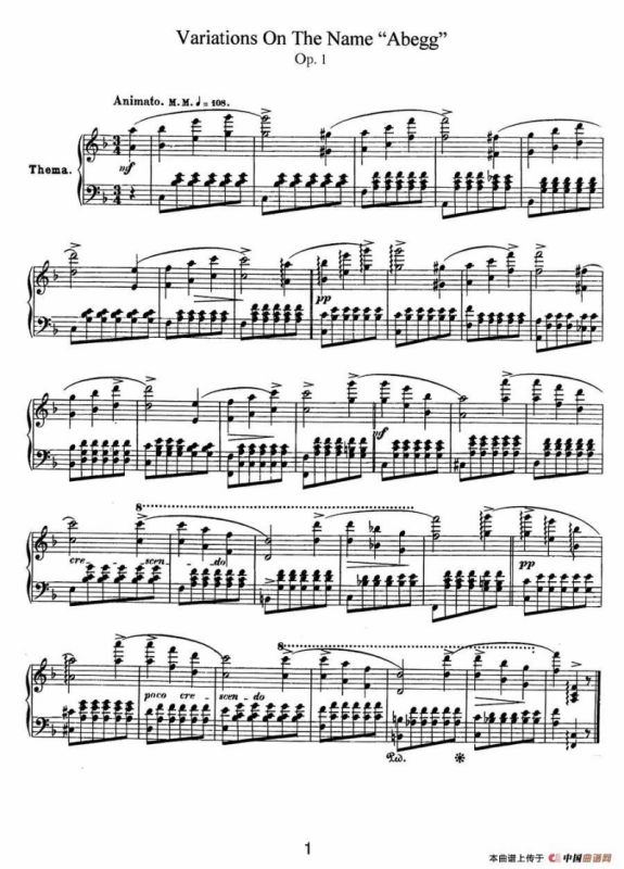 Abegg Variations Op.1（阿贝格变奏曲）