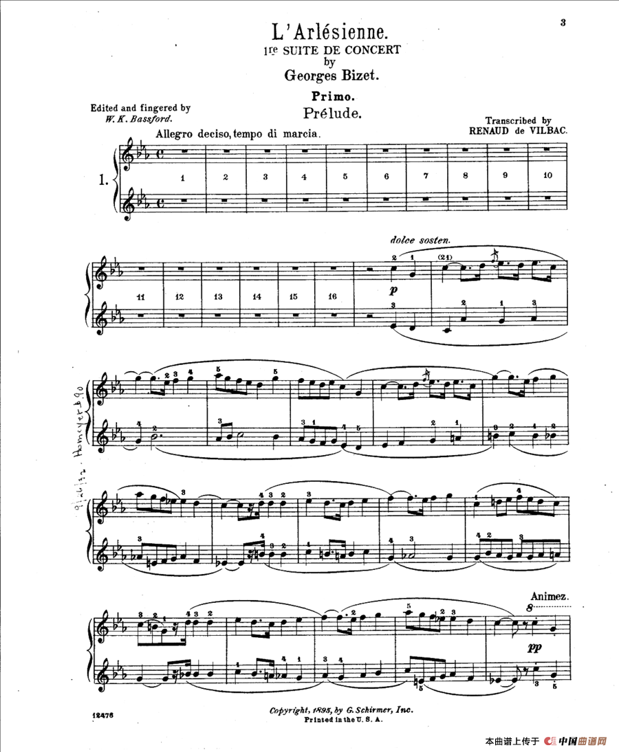 LArlesienne Suite No·1（阿莱城姑娘·第一组曲·四手联弹）