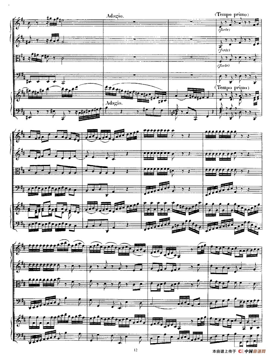 Harpsichd Concerto in D Maj BWV 1054（D大调第三号古钢琴协奏曲·总谱）