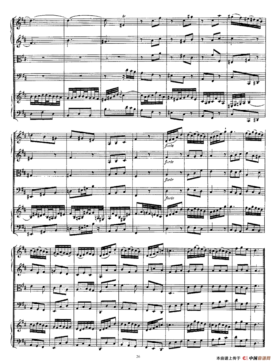 Harpsichd Concerto in D Maj BWV 1054（D大调第三号古钢琴协奏曲·总谱）