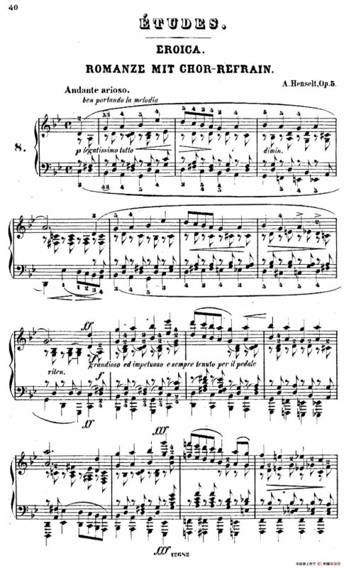 Douze Etudes de Salon Op.5（12首沙龙练习曲·8）