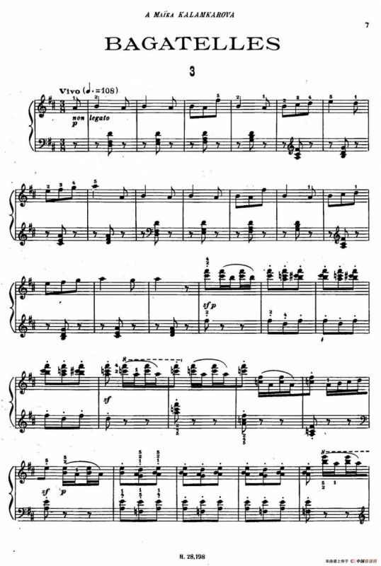 Tcherepnin - 10 Bagatelles Op.5（齐尔品-10首小品·3）