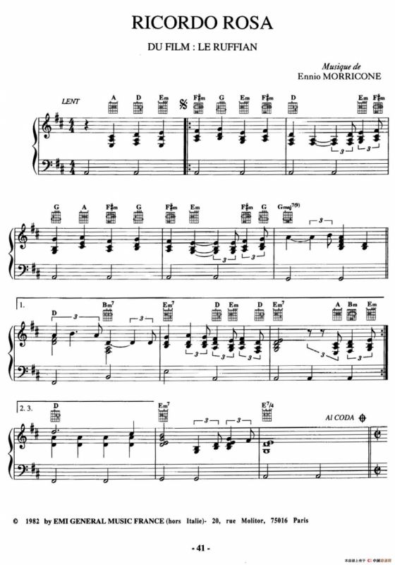 电影配乐大师莫瑞康最佳20首钢琴谱（Best of Ennio Morricone·12）