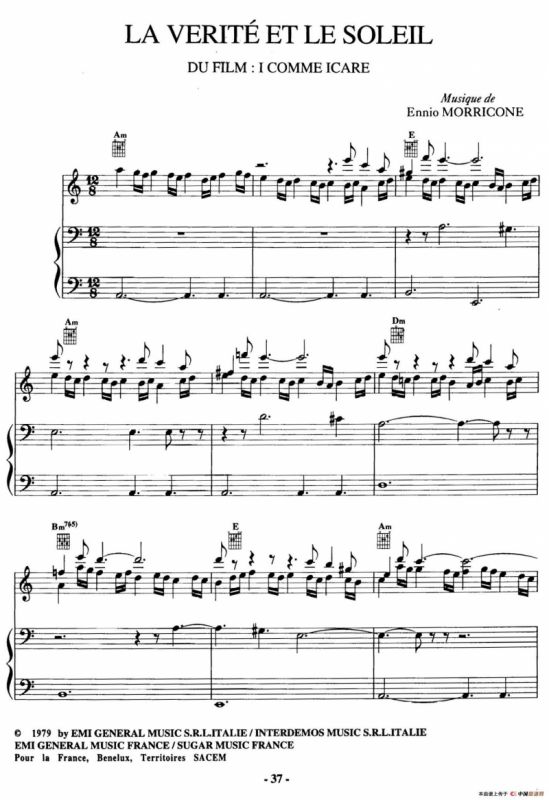 电影配乐大师莫瑞康最佳20首钢琴谱（Best of Ennio Morricone·11）