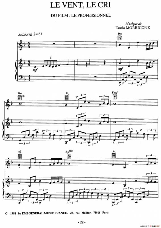 电影配乐大师莫瑞康最佳20首钢琴谱（Best of Ennio Morricone·6）