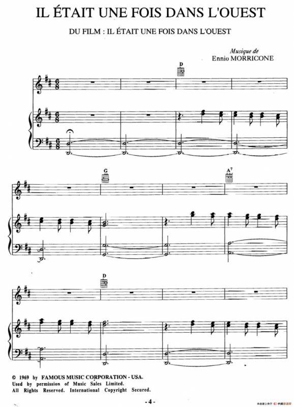 电影配乐大师莫瑞康最佳20首钢琴谱（Best of Ennio Morricone·1）