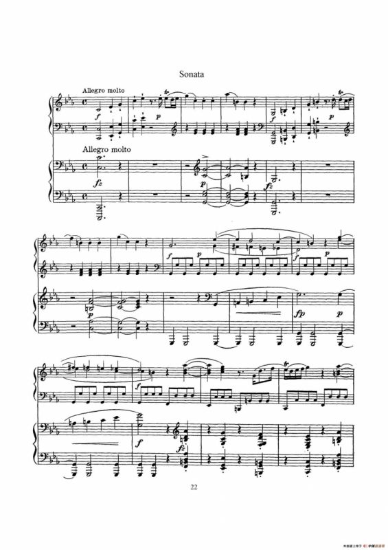 根据21首钢琴奏鸣曲改编的双钢琴版钢琴奏鸣曲四首（第二首）