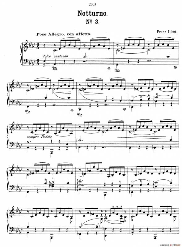 Notturnos S.541（3首夜曲“爱之梦”·3）