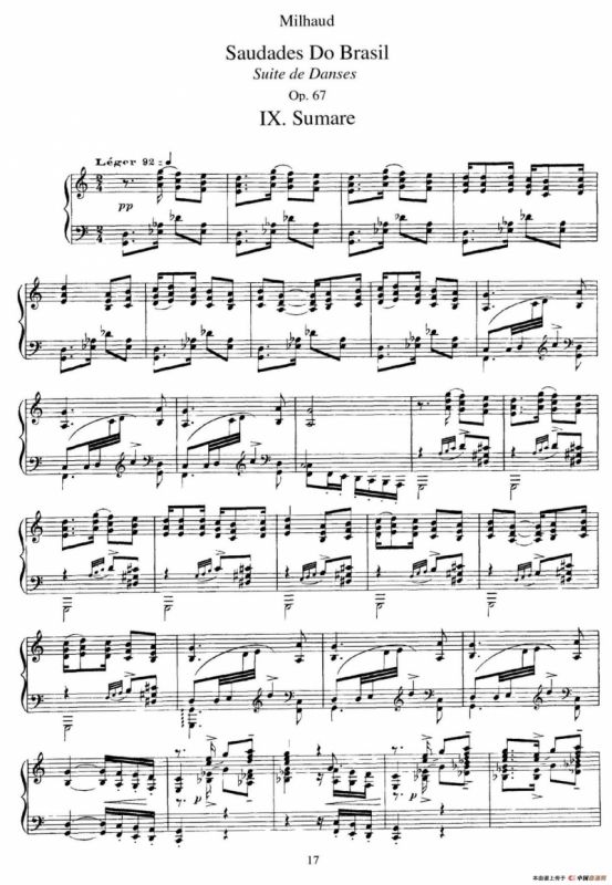 Saudados do Brasil Op.67（巴西回忆·Ⅸ）