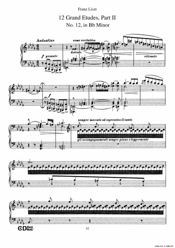 12 Grand Etudes S.137（12首华丽的练习曲·12）