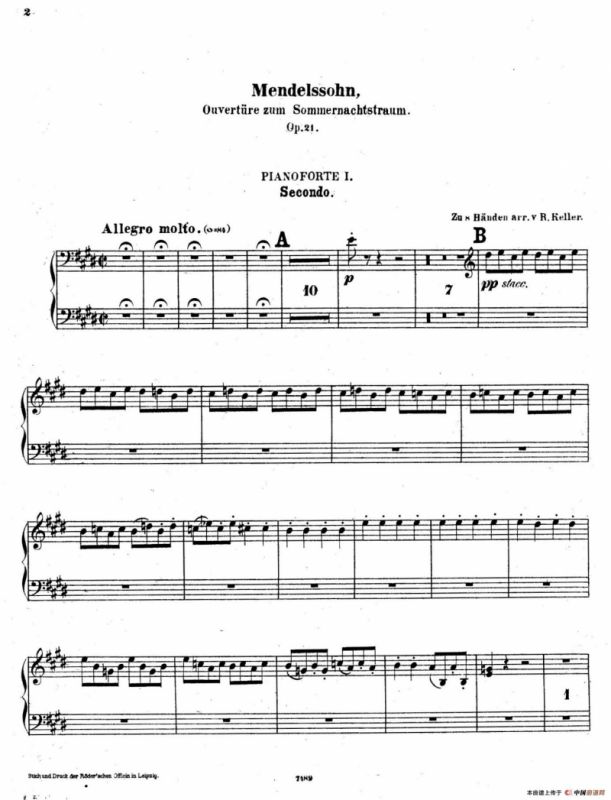 Ein Sommernachtstraum Overture Op.21（仲夏夜之梦序曲·八手联弹版）