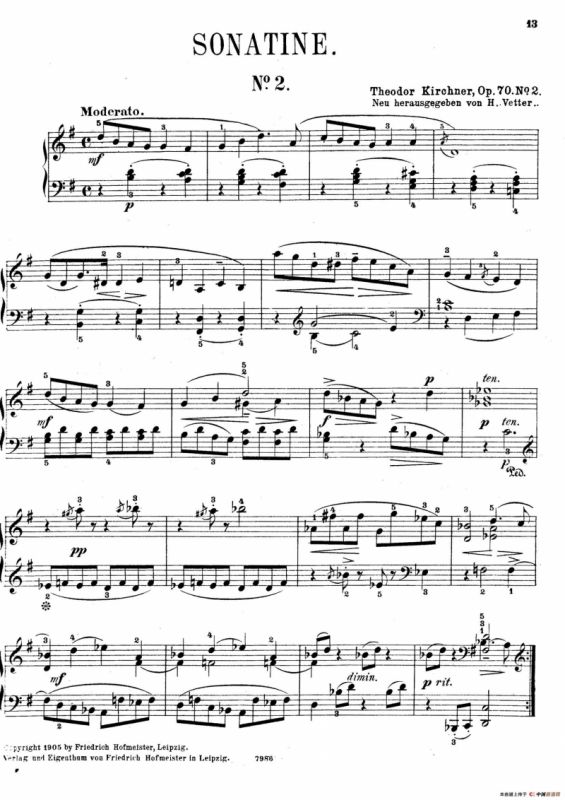 Five Sonatinas Op.70（5首钢琴小奏鸣曲·2）