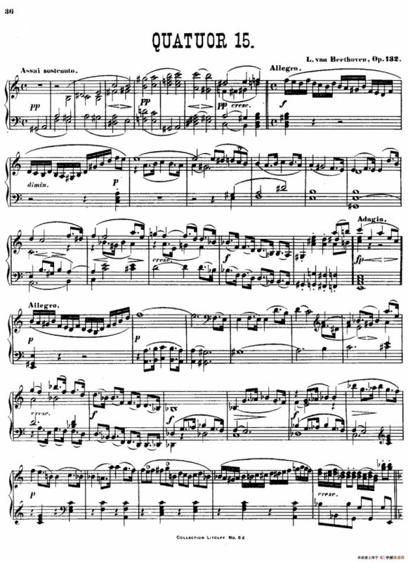 String Quartet No.15 in a Minor Op.132（a小调第十五弦乐四重奏·钢琴独奏版）