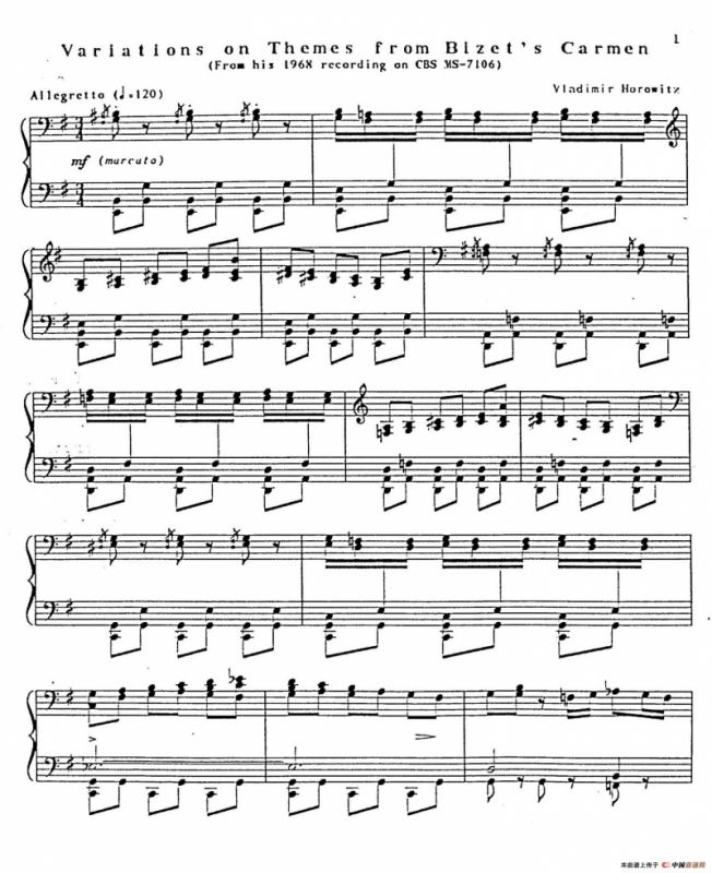 Carmen Variations 12 Pieces（12首卡门主题变奏曲·10）