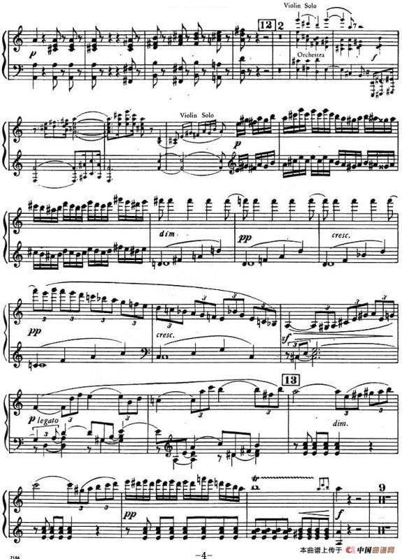 C大调小提琴协奏曲 Op.56（钢琴独奏）